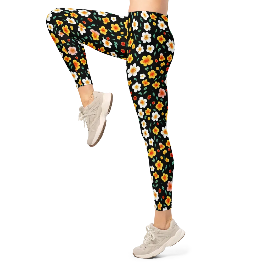 Sunlit Blossoms on Leggings — Left