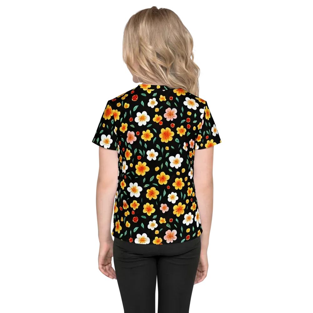 Sunlit Blossoms on Kids Crew Neck T-Shirt — Back