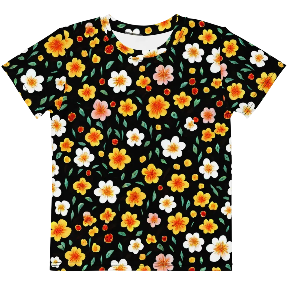 Sunlit Blossoms on Kids Crew Neck T-Shirt — Front