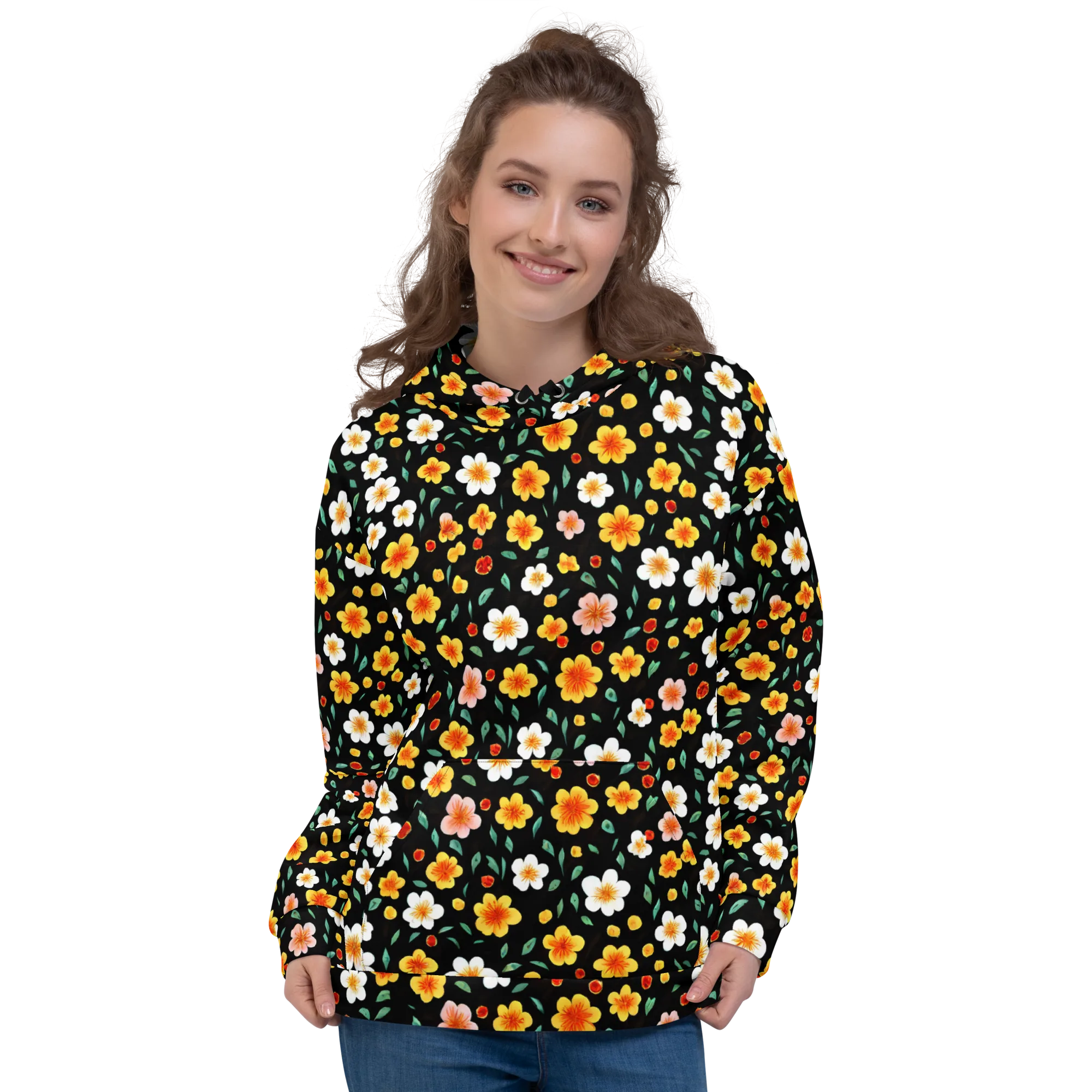 Sunlit Blossoms on Hoodie — Front