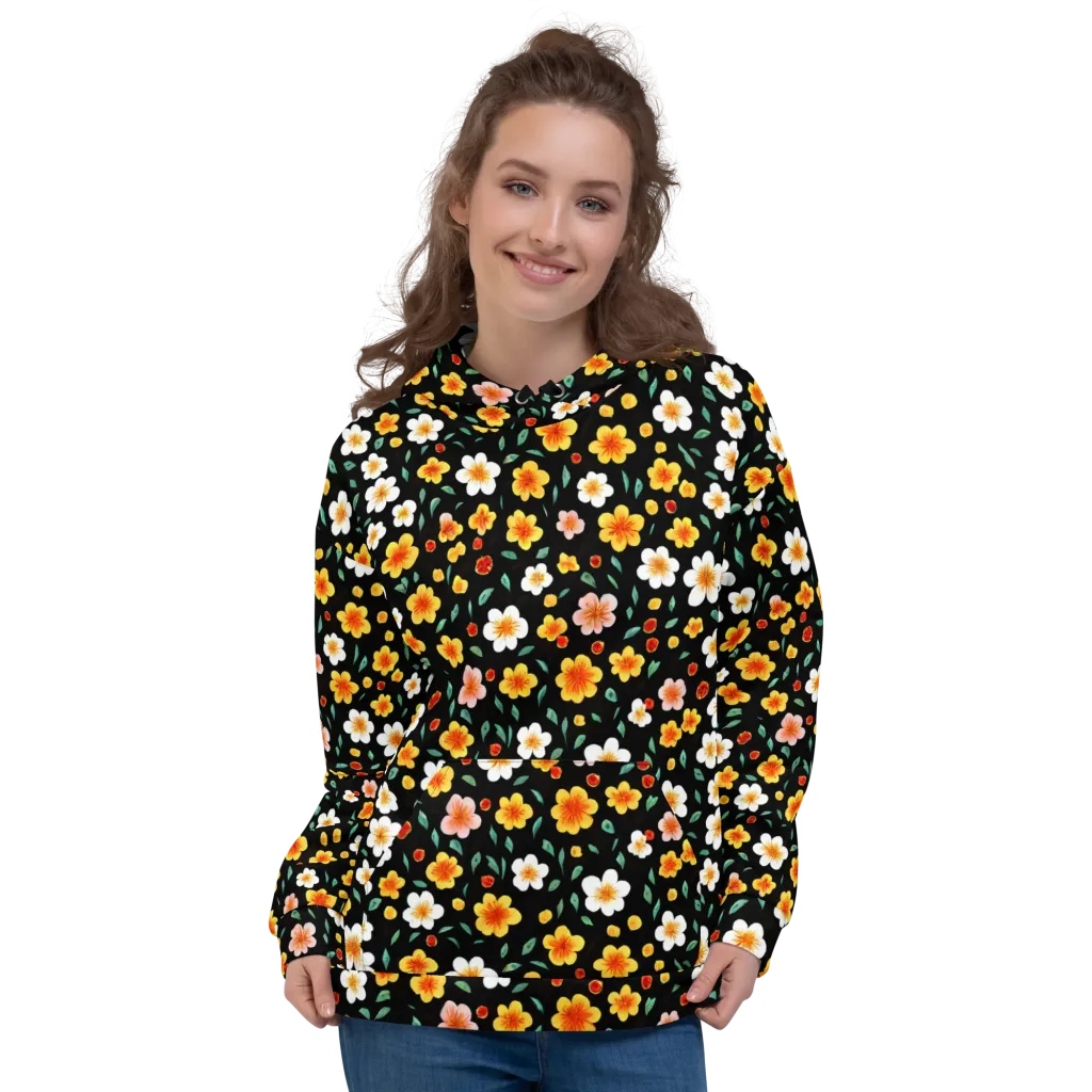 Sunlit Blossoms on Hoodie — Front