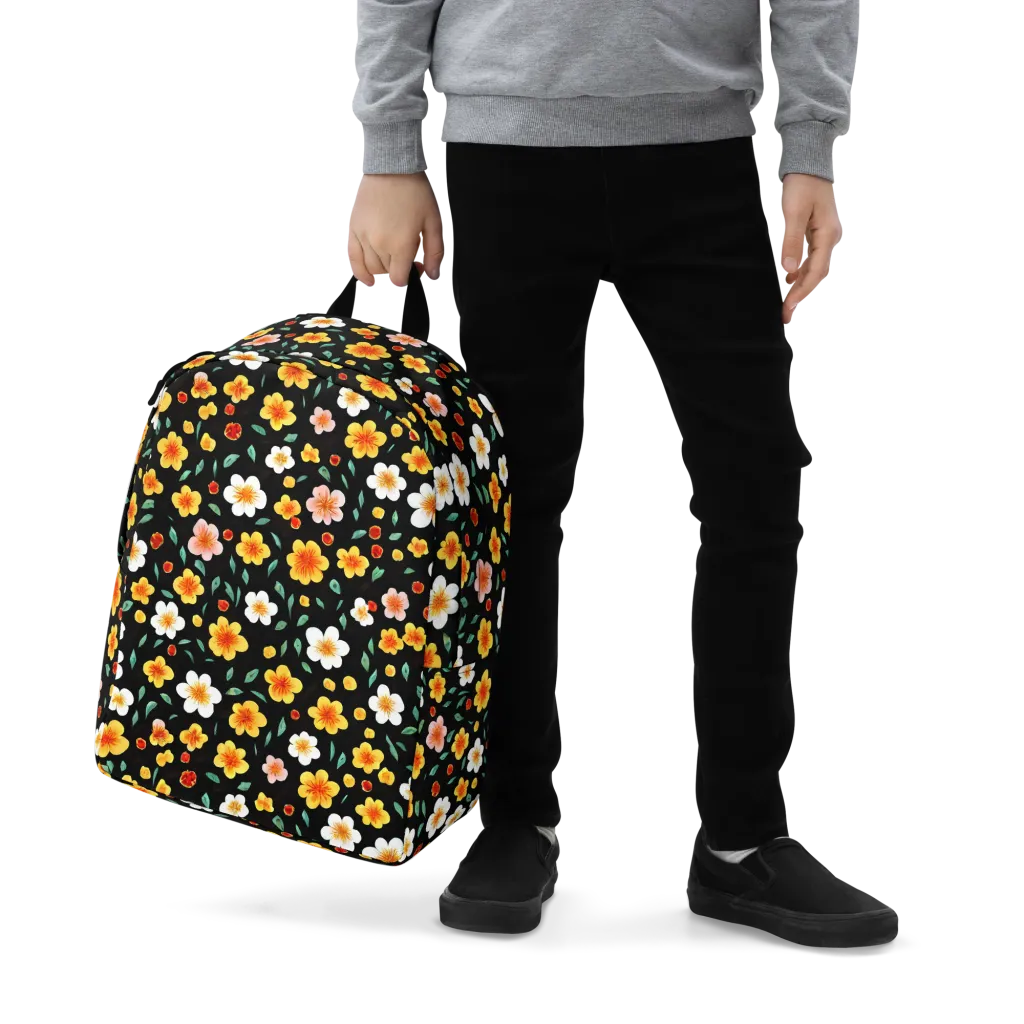 Sunlit Blossoms on Minimalist Backpack — Zoomed-in