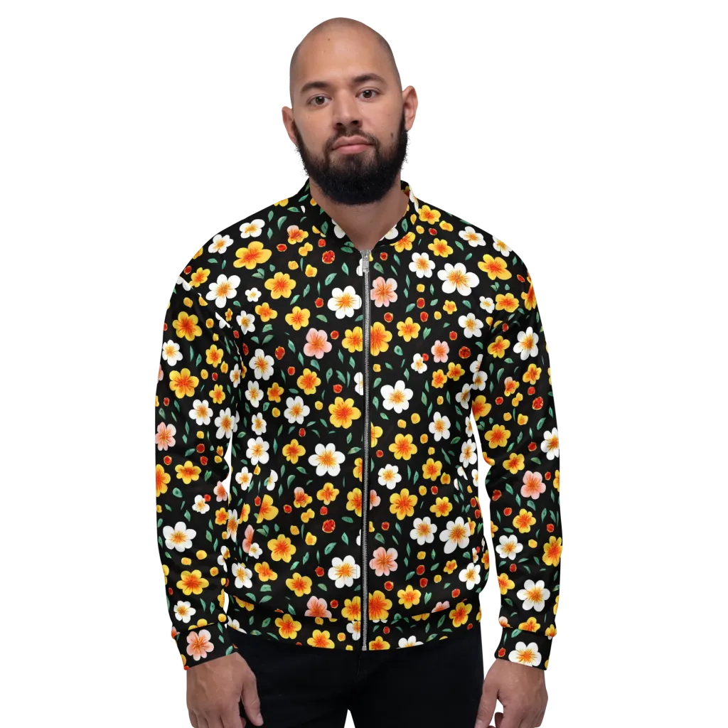 Sunlit Blossoms on Bomber Jacket — Front