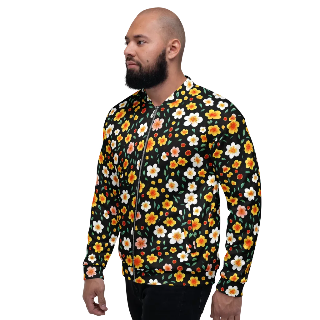 Sunlit Blossoms on Bomber Jacket — Left