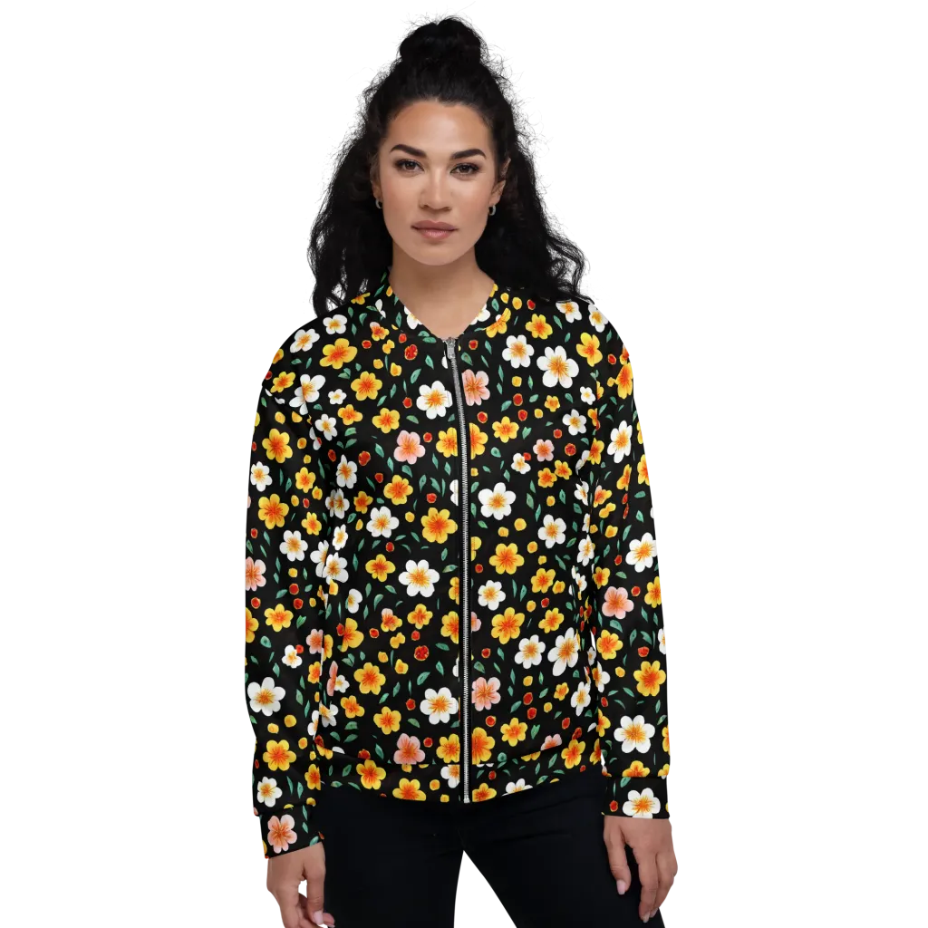 Sunlit Blossoms on Bomber Jacket — Front