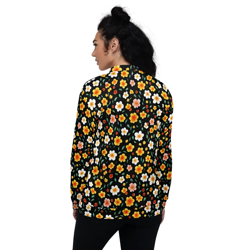 Sunlit Blossoms on Bomber Jacket — Back