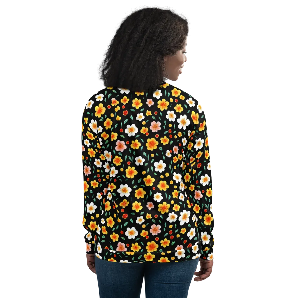 Sunlit Blossoms on Bomber Jacket — Back