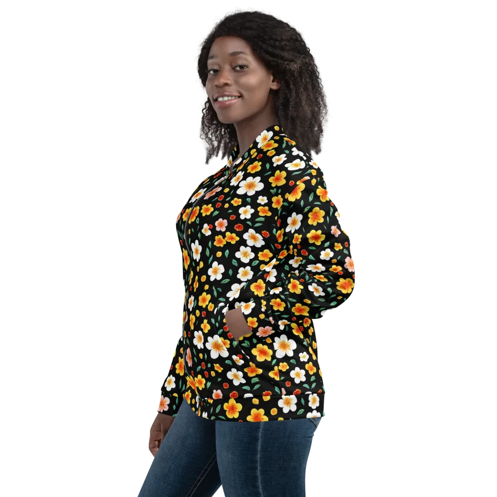 Sunlit Blossoms on Bomber Jacket — Left
