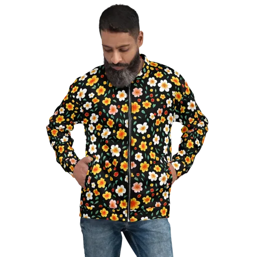Sunlit Blossoms on a Bomber Jacket