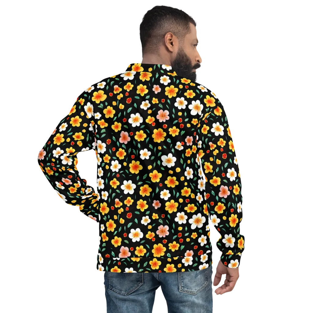 Sunlit Blossoms on Bomber Jacket — Back