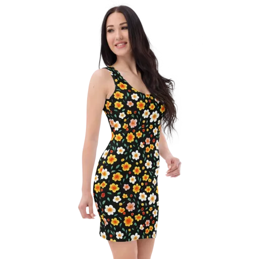 Sunlit Blossoms on a Bodycon Dress