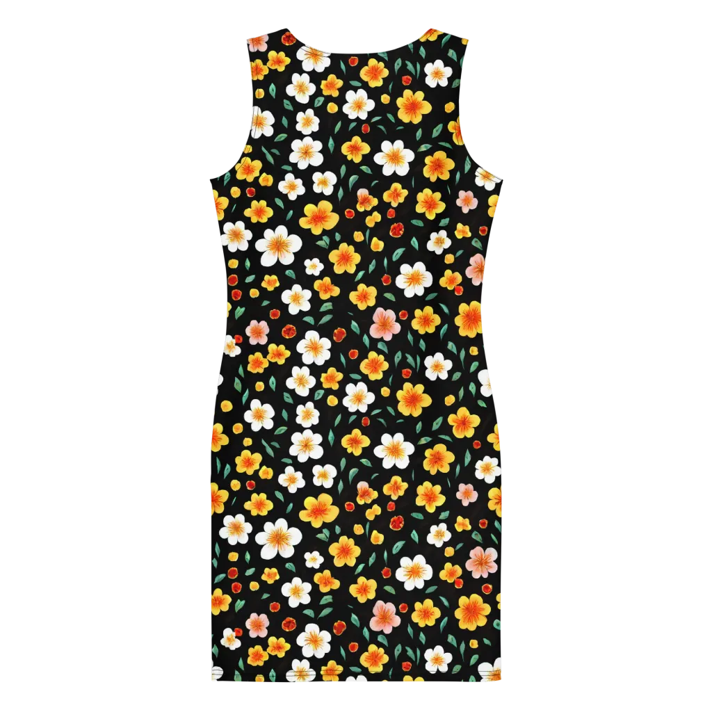 Sunlit Blossoms on Bodycon Dress — Back