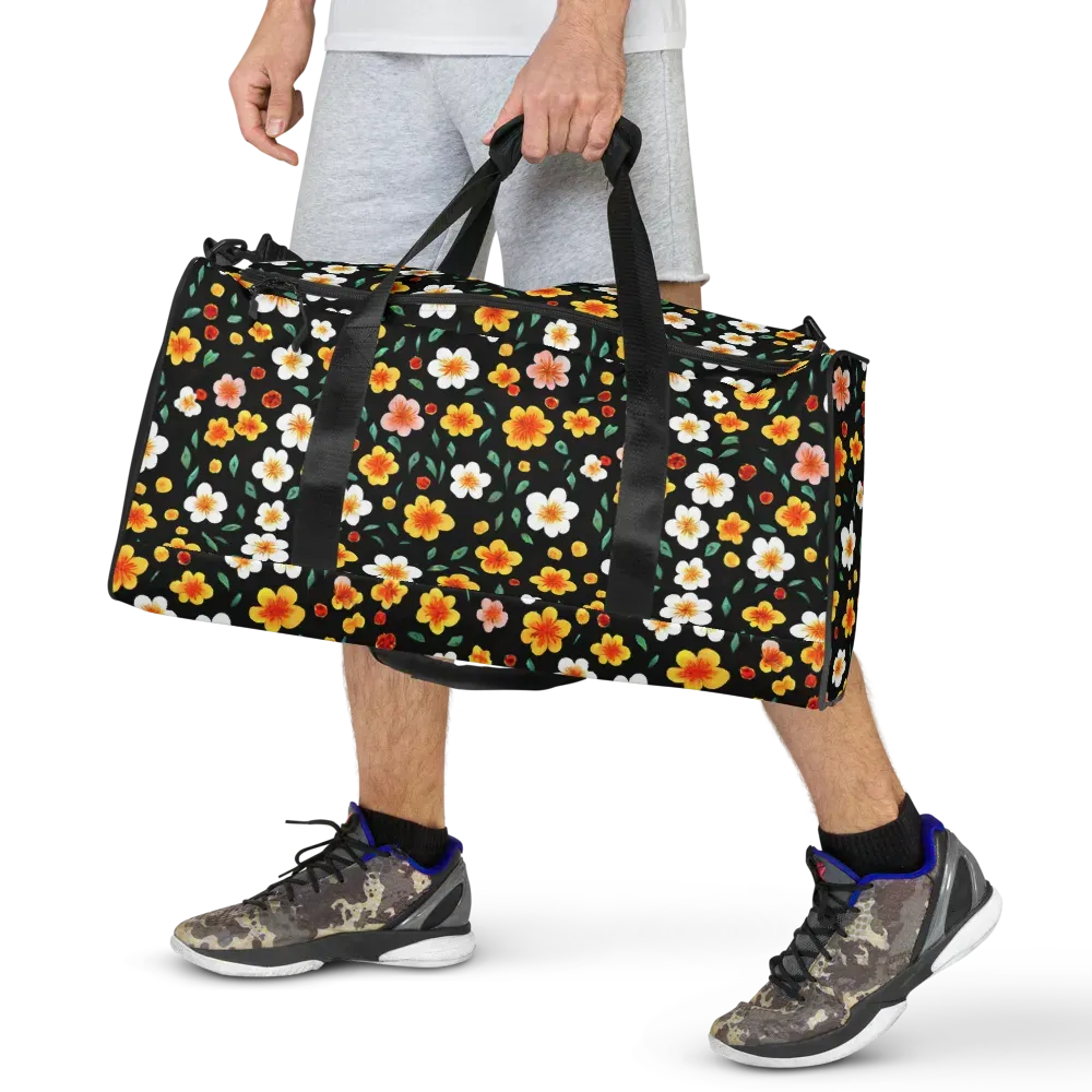 Sunlit Blossoms on Duffle Bag — Front