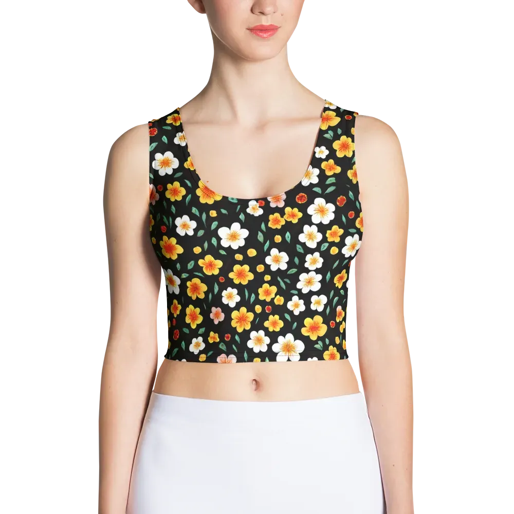 Sunlit Blossoms on Crop Top — Front