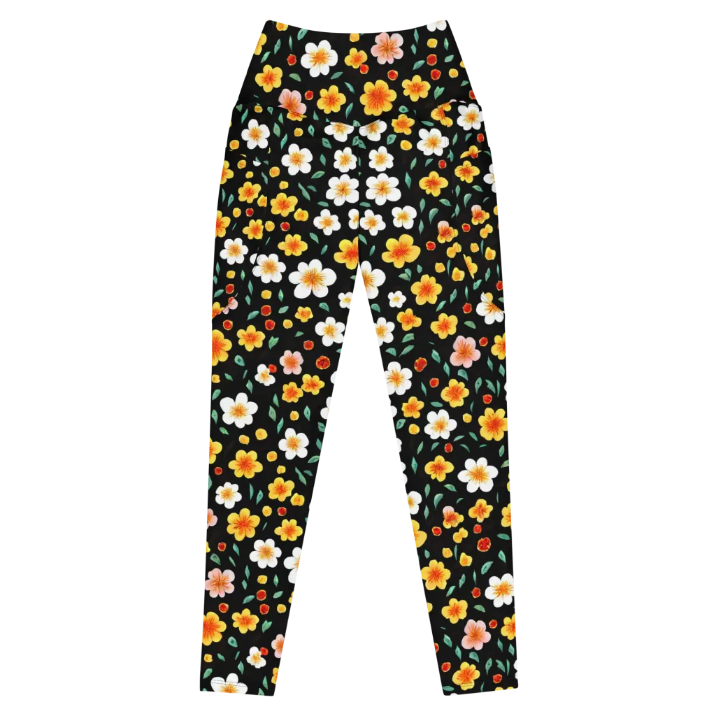 Sunlit Blossoms on Leggings with Pockets — Front