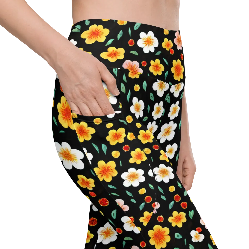 Sunlit Blossoms on Leggings with Pockets — Product details