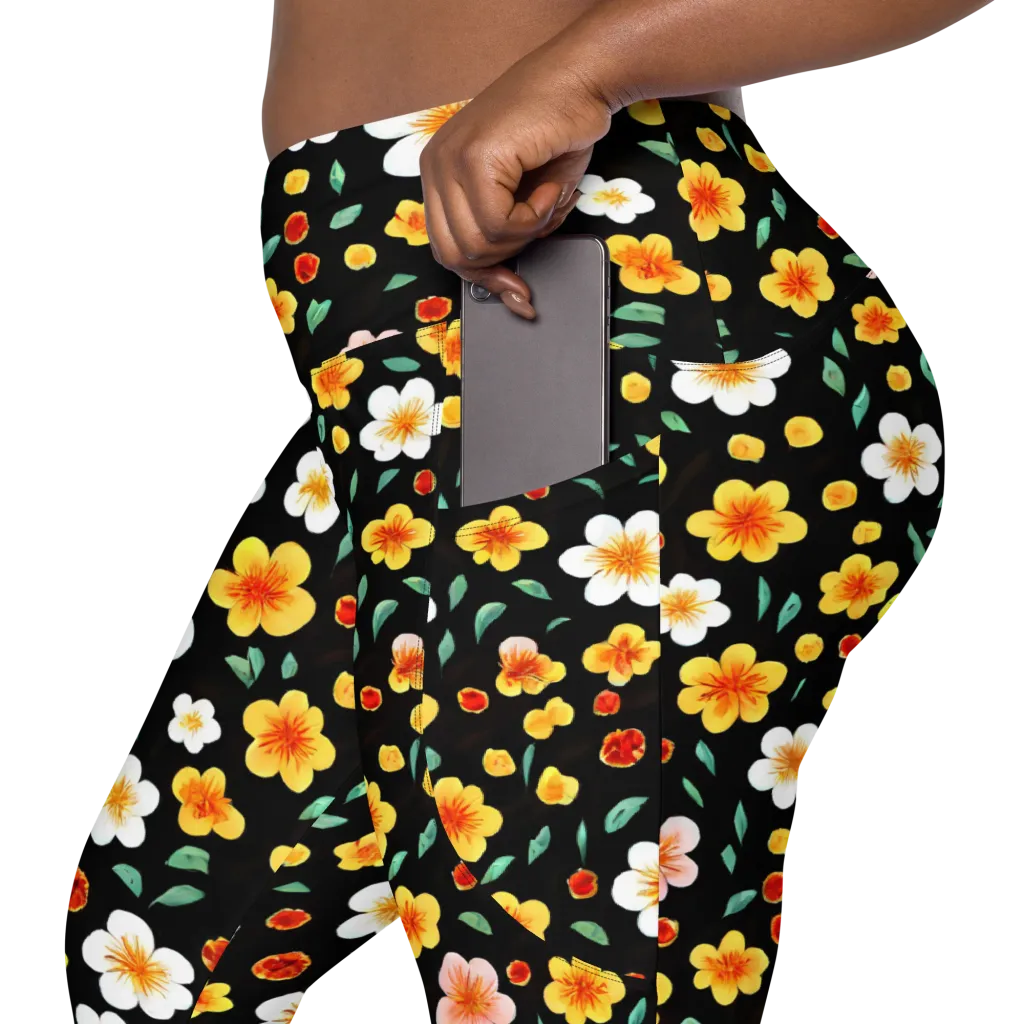 Sunlit Blossoms on Leggings with Pockets — Product details 2