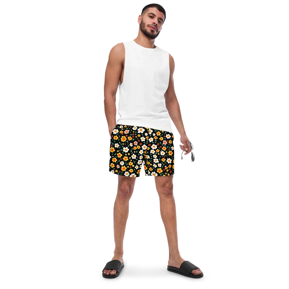 Sunlit Blossoms on Swim Trunks — Front
