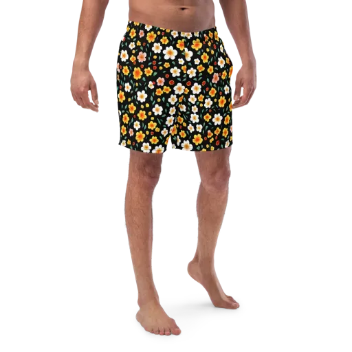 Sunlit Blossoms on a Swim Trunks