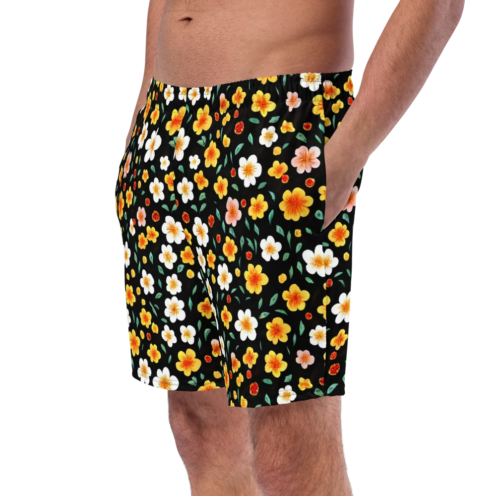 Sunlit Blossoms on Swim Trunks — Left Front