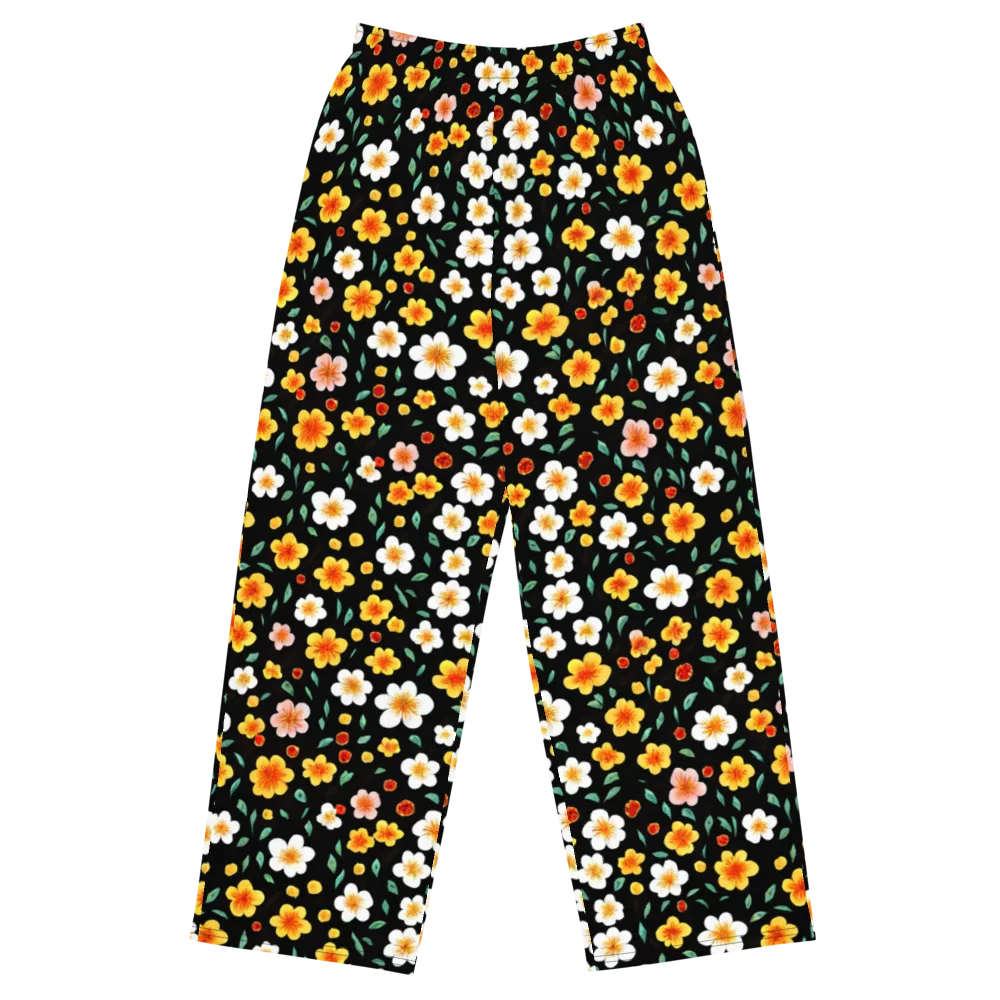 Sunlit Blossoms on Wide-Leg Pants — Front
