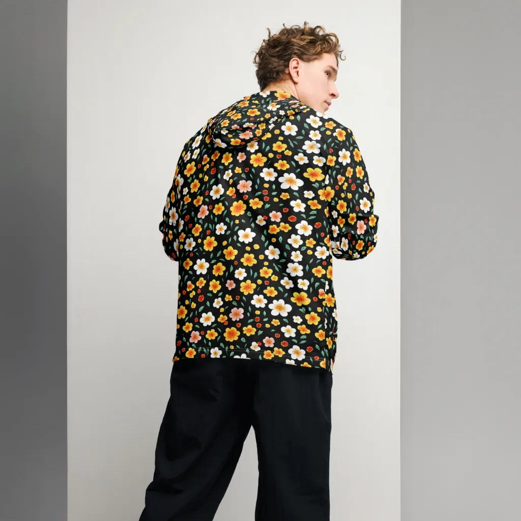 Sunlit Blossoms on Men's Windbreaker — Back