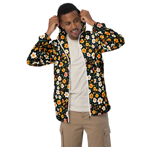 Sunlit Blossoms on a Men's Windbreaker