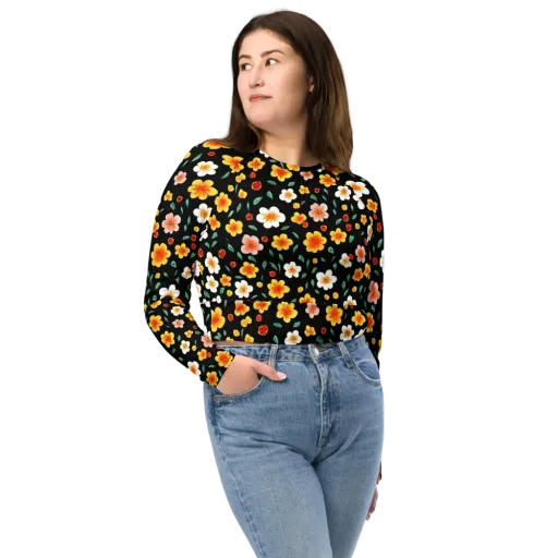 Sunlit Blossoms on a Long Sleeve Crop Top