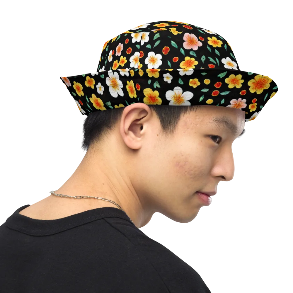 Sunlit Blossoms on Reversible Bucket Hat — Right Outside