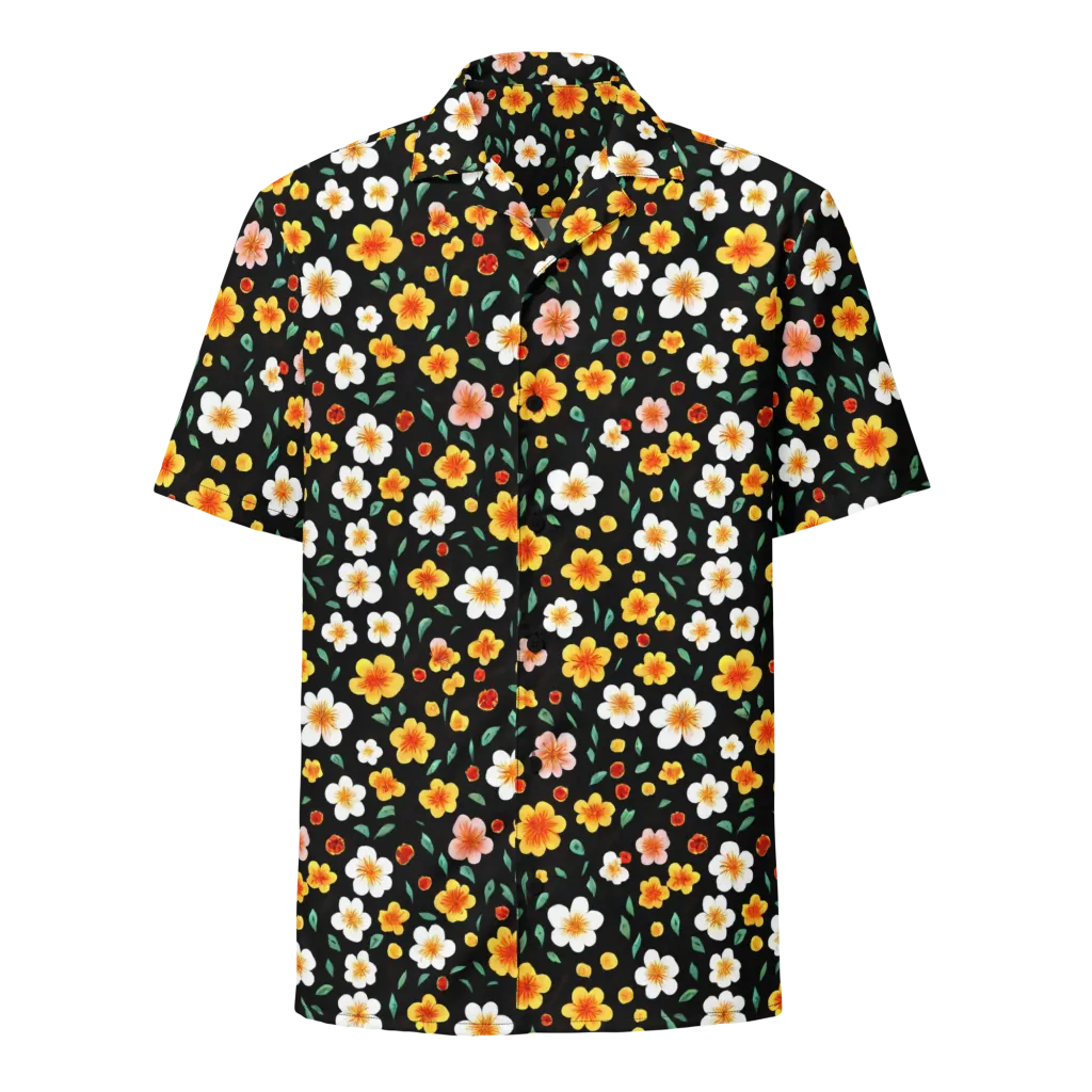 Sunlit Blossoms on Button Shirt — Front
