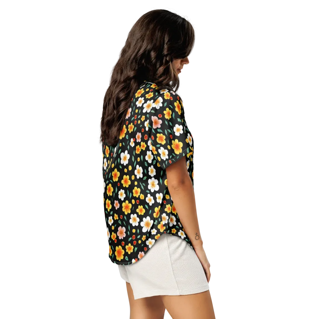 Sunlit Blossoms on Women's Short Sleeve Pajama Top — Right Back