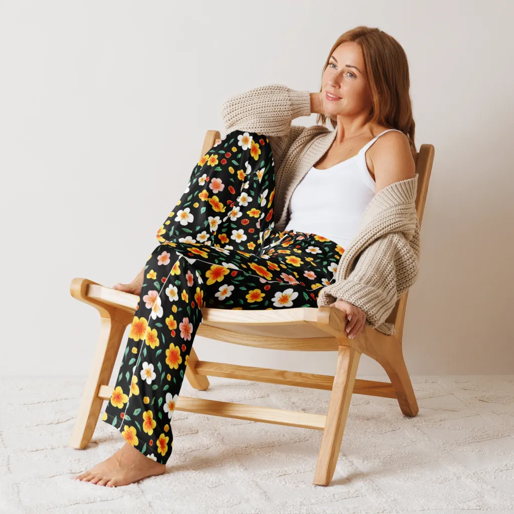Sunlit Blossoms on Women's Pajama Pants — Front
