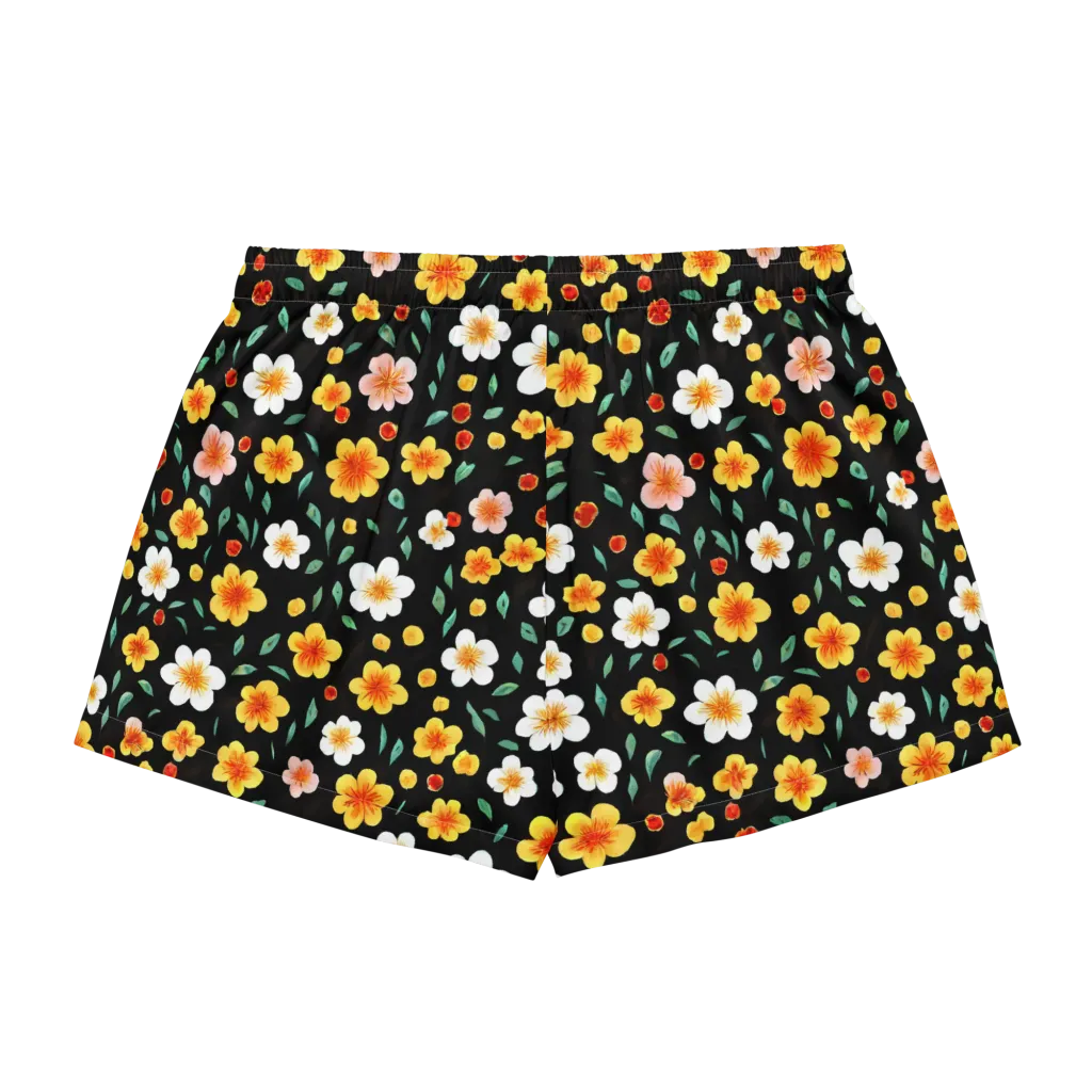 Sunlit Blossoms on Women's Pajama Shorts — Back
