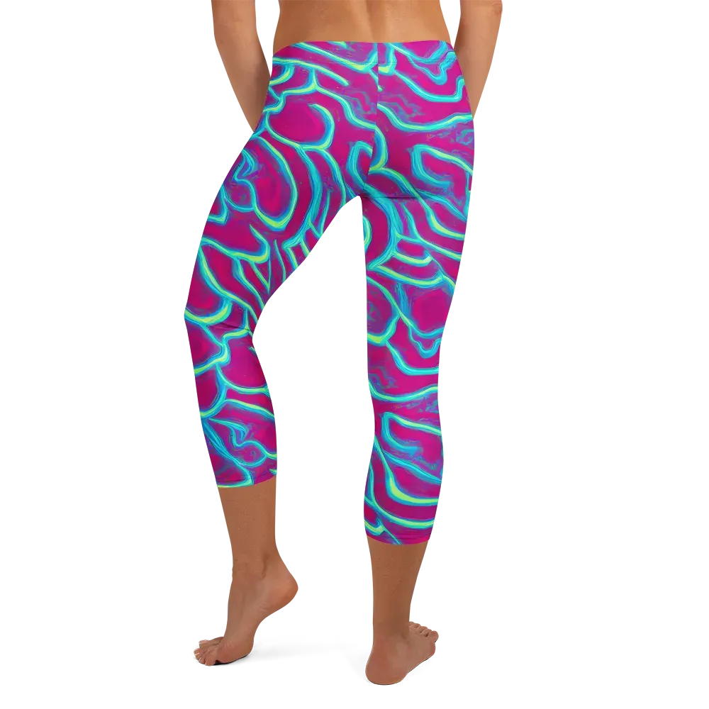 Neon Flux on Capri Leggings — Back