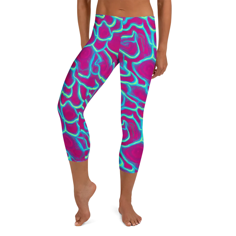 Neon Flux on Capri Leggings — Front