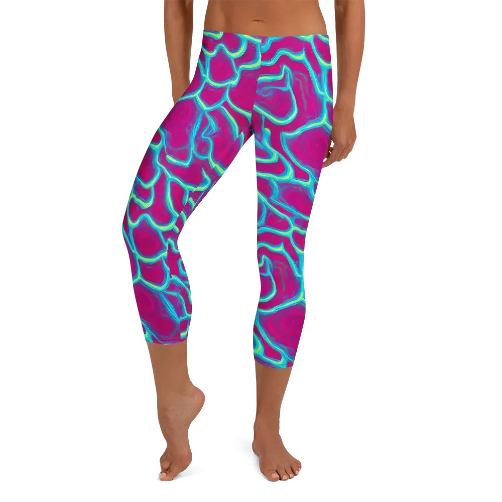 Neon Flux on Capri Leggings — Front