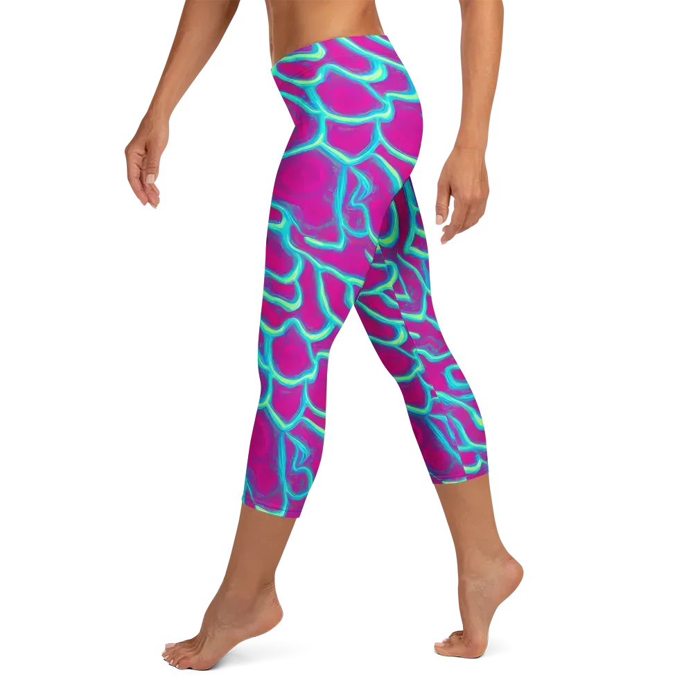 Neon Flux on Capri Leggings — Left