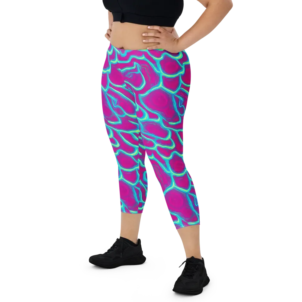 Neon Flux on Capri Leggings — Front