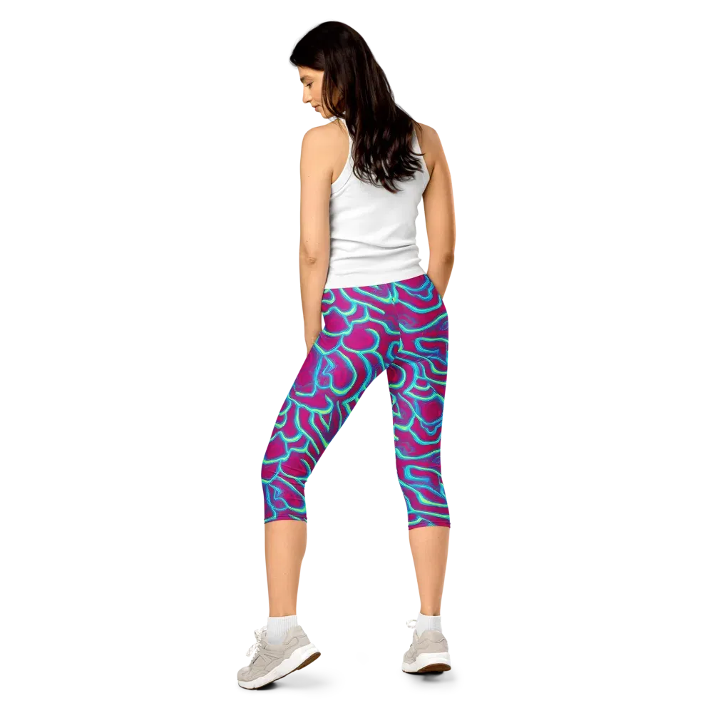 Neon Flux on Capri Leggings — Back