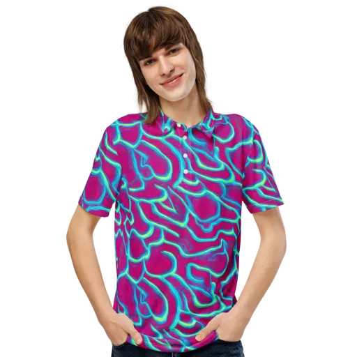Neon Flux on a Men's Slim Fit Polo Shirt