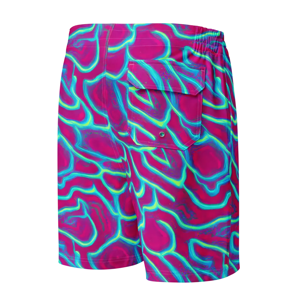 Neon Flux on Men's Board Shorts — Back