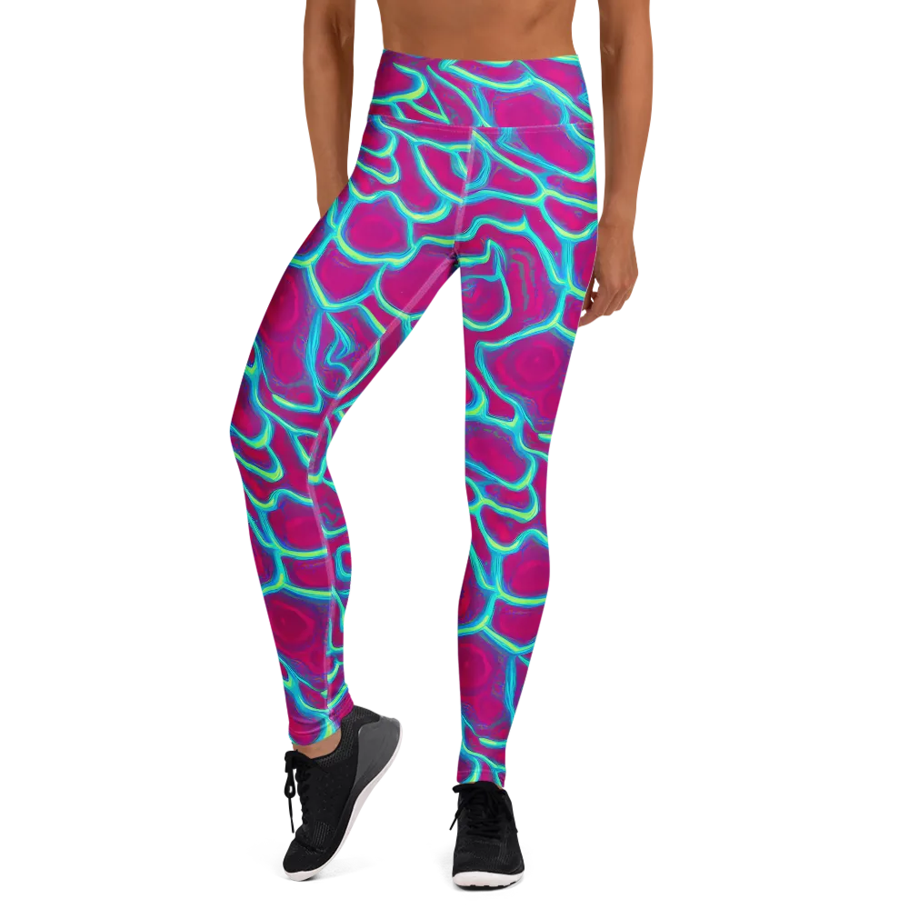 Neon Flux on Yoga Leggings — Front