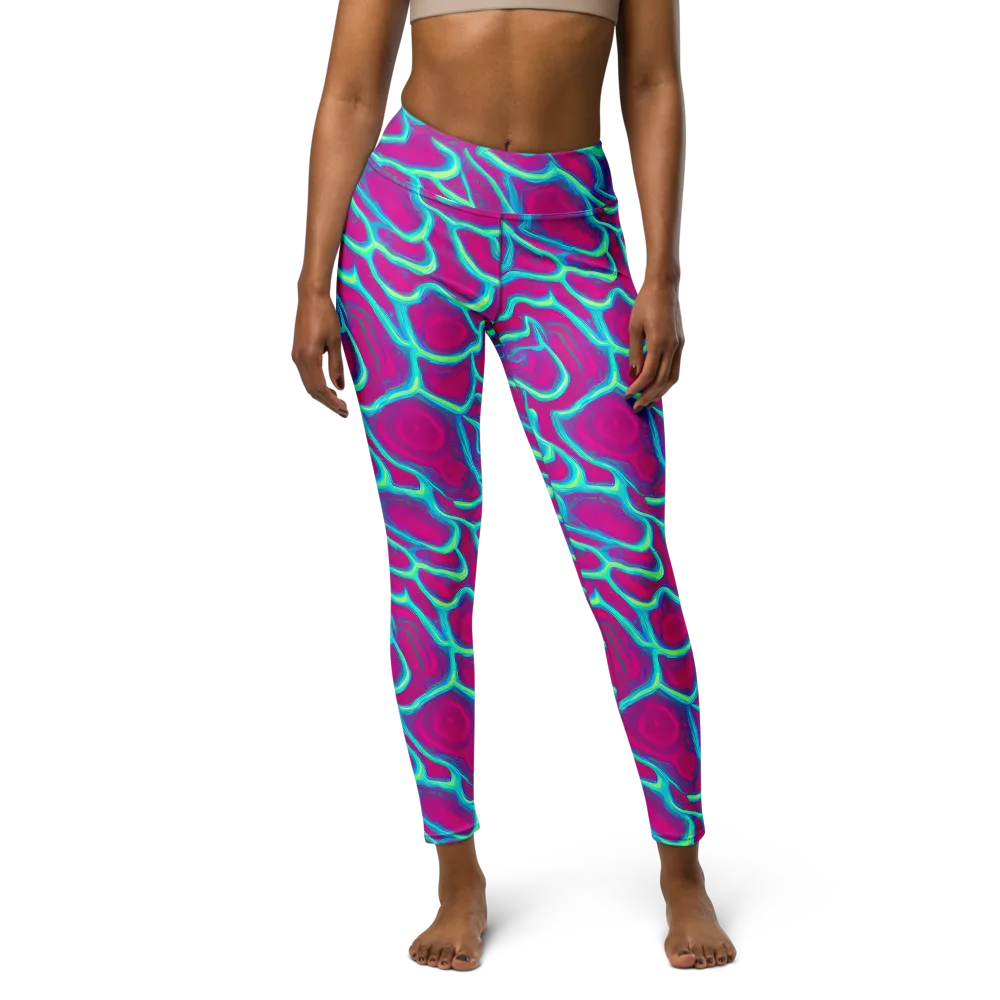 Neon Flux on Yoga Leggings — Front