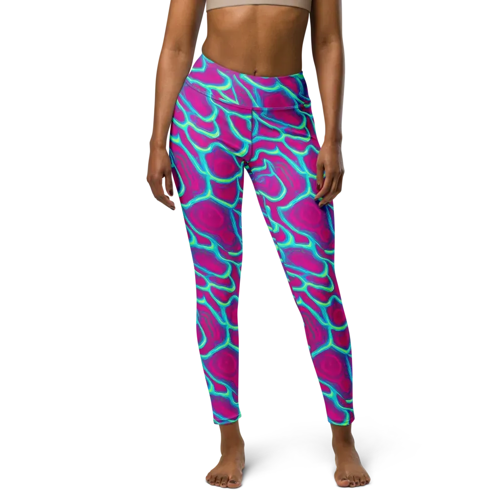 Neon Flux on Yoga Leggings — Front