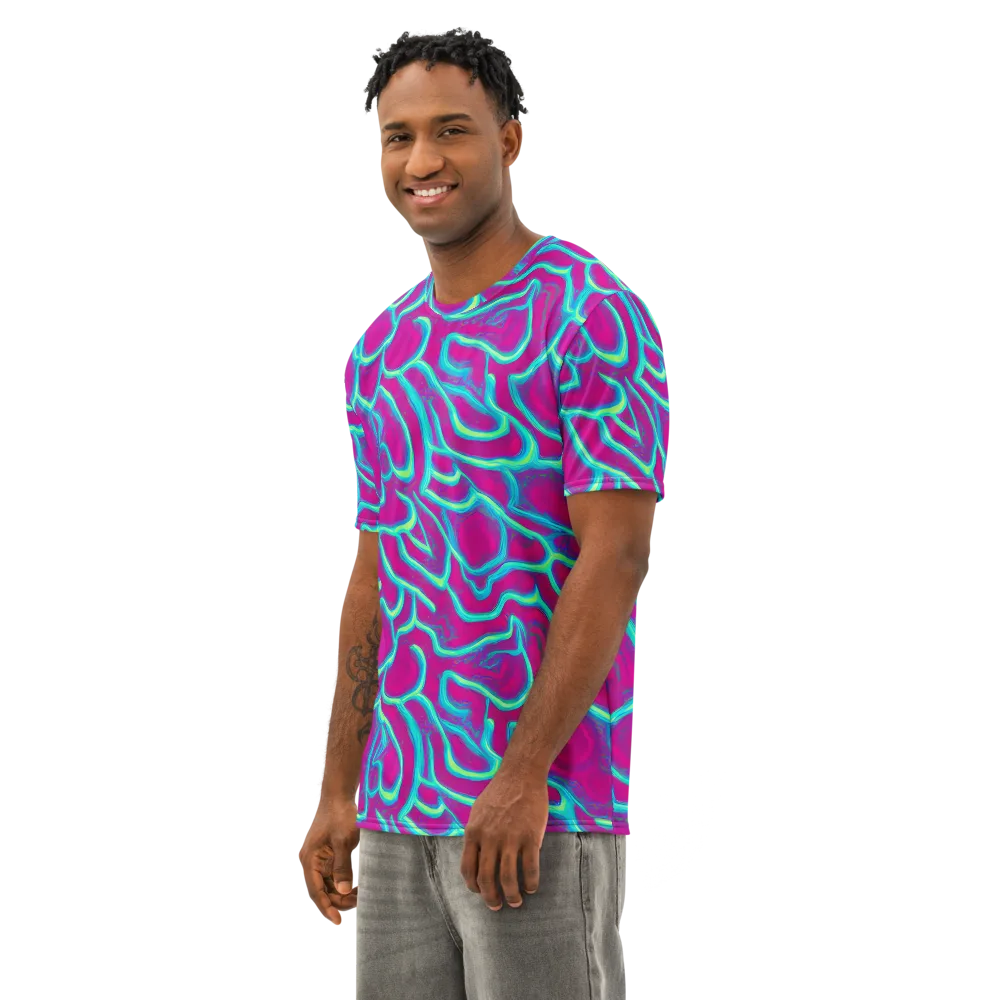 Neon Flux on Men's Cotton Crew Neck T-Shirt — Left Front
