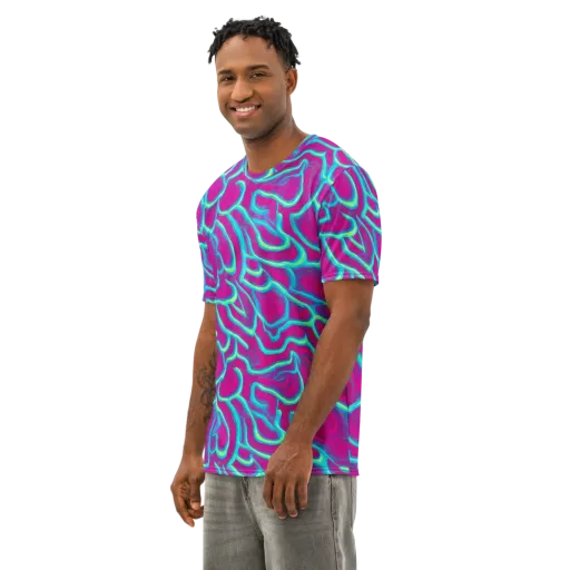Neon Flux on a Men's Cotton Crew Neck T-Shirt