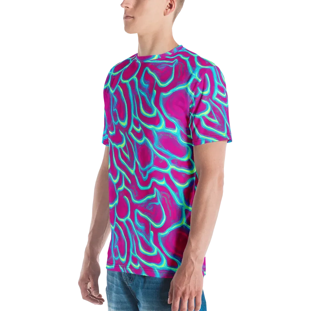 Neon Flux on Men's Crew Neck T-Shirt — Left