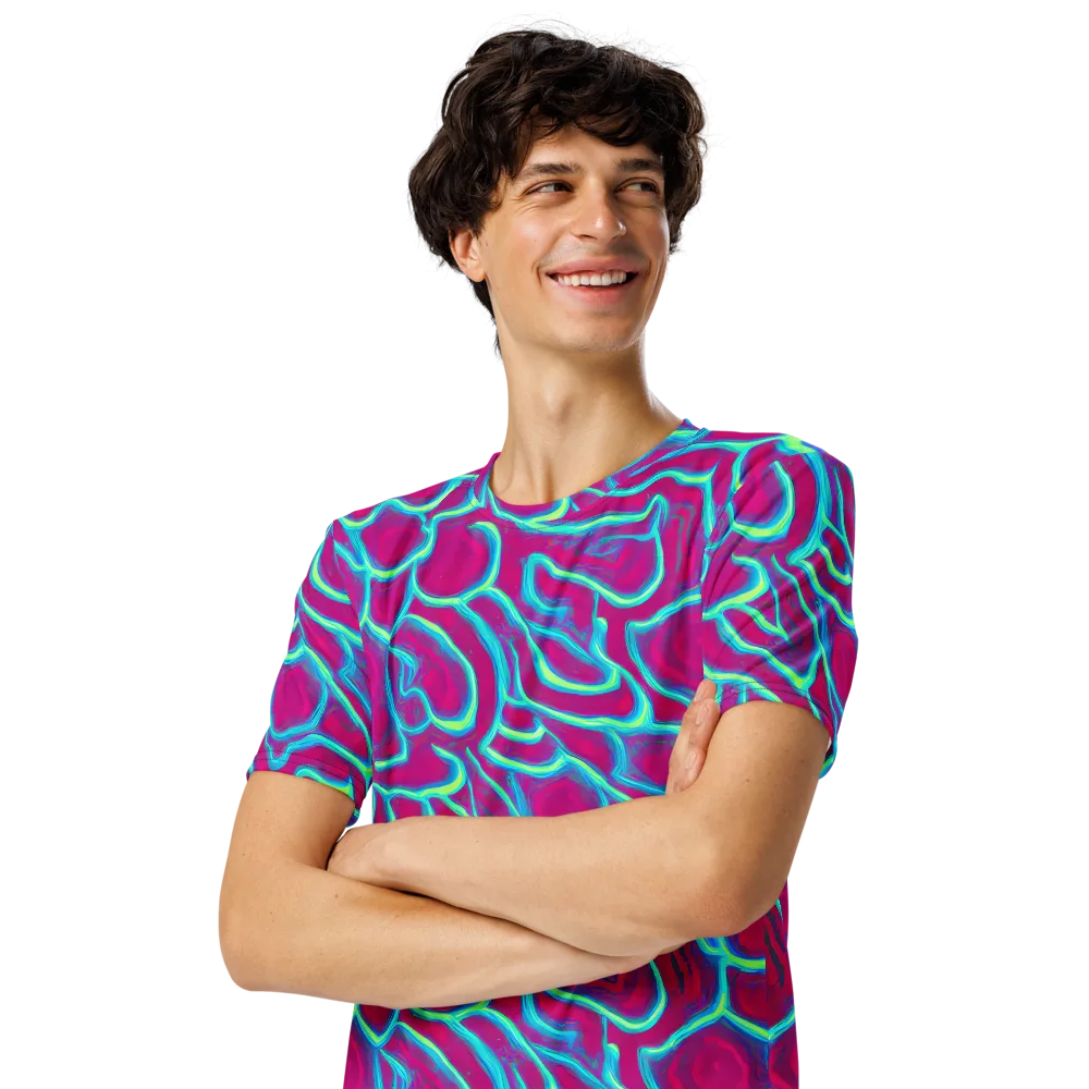 Neon Flux on Men's Crew Neck T-Shirt — Left Front
