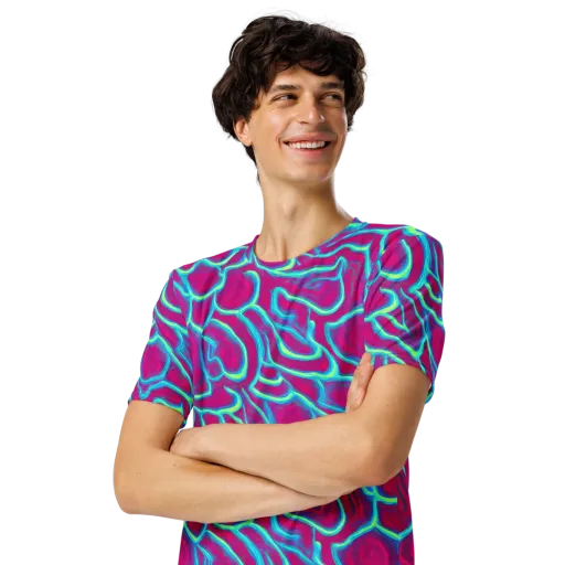 Neon Flux on a Men's Crew Neck T-Shirt