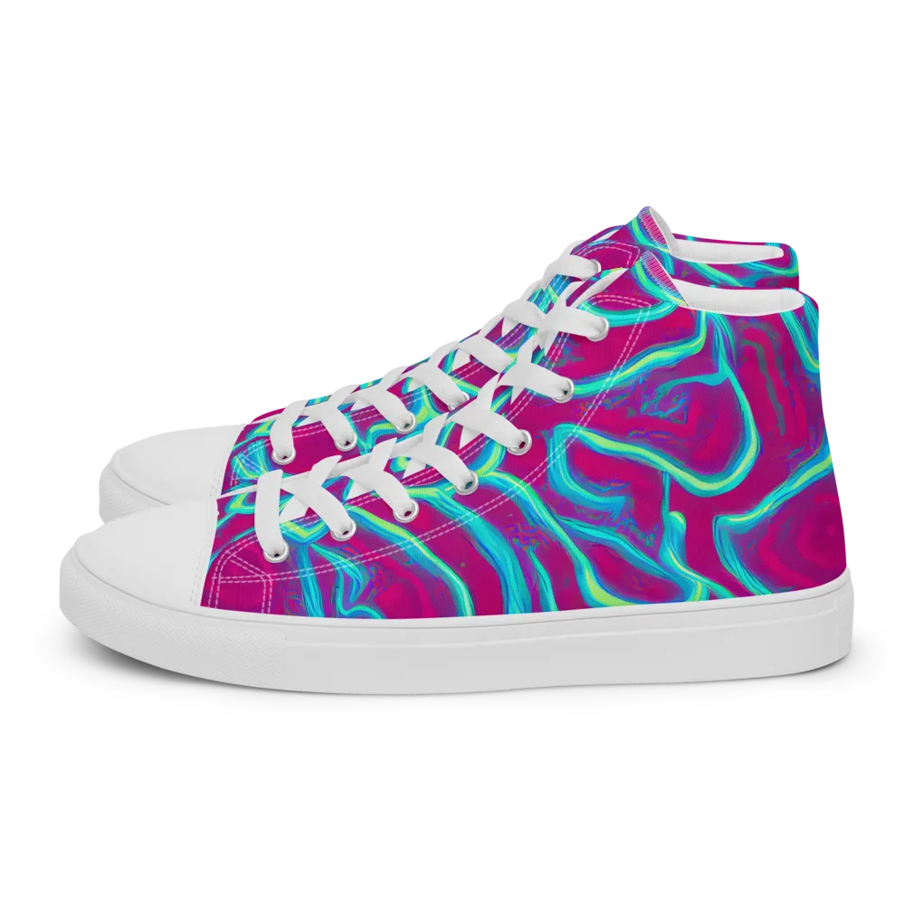 Neon Flux on Men's High Top Canvas Shoes — Left